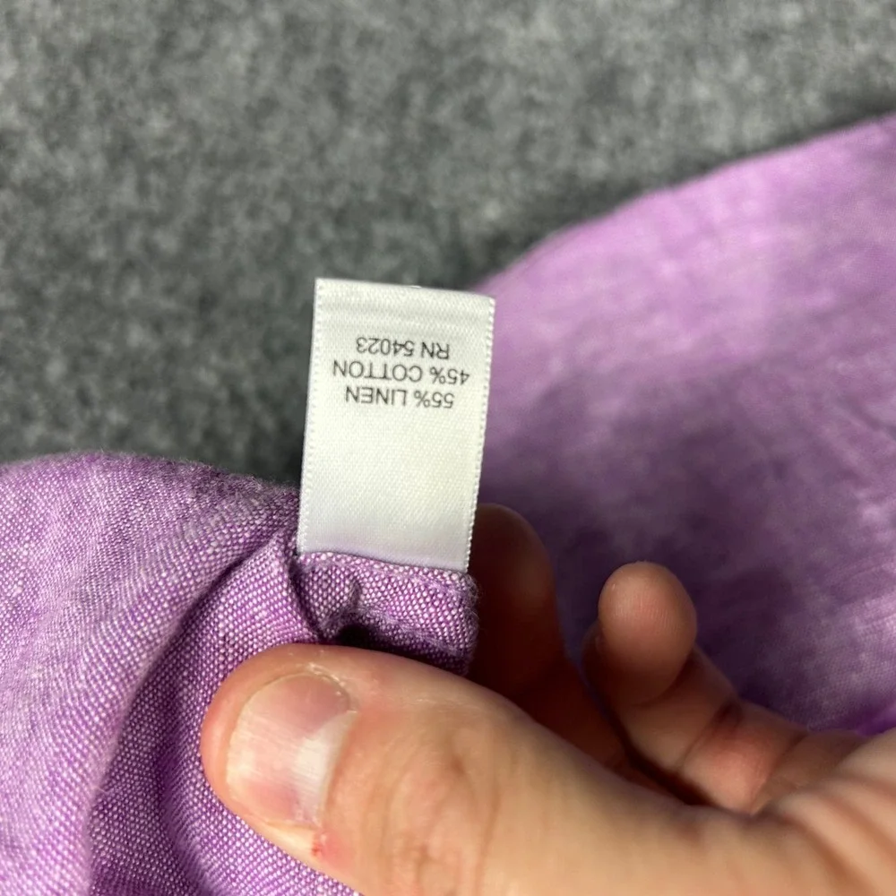 Banana Republic Button Down Shirt Mens Small Purple Linen Cotton Slim Fit Casual